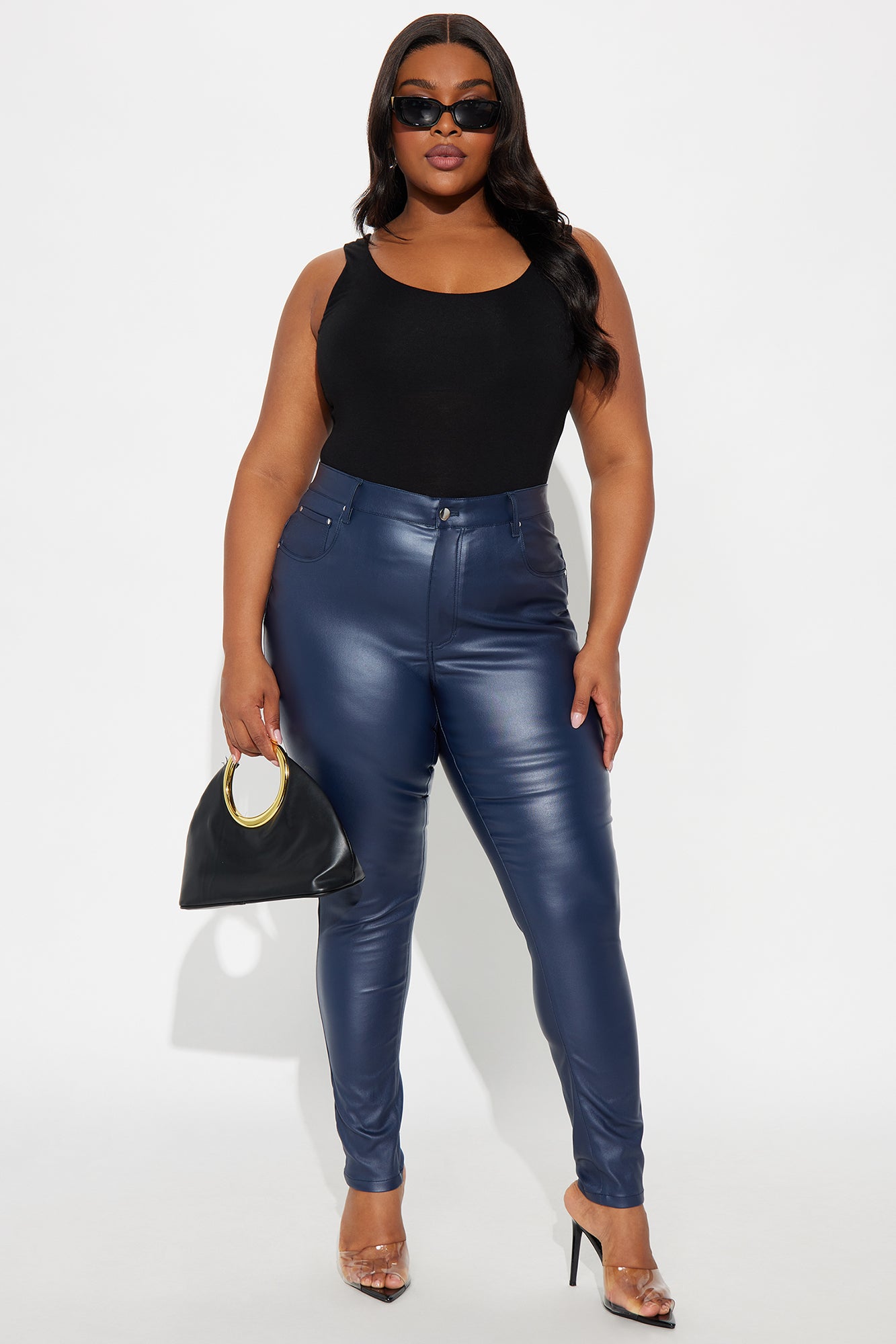 She Bad PU Leather Pant - Navy