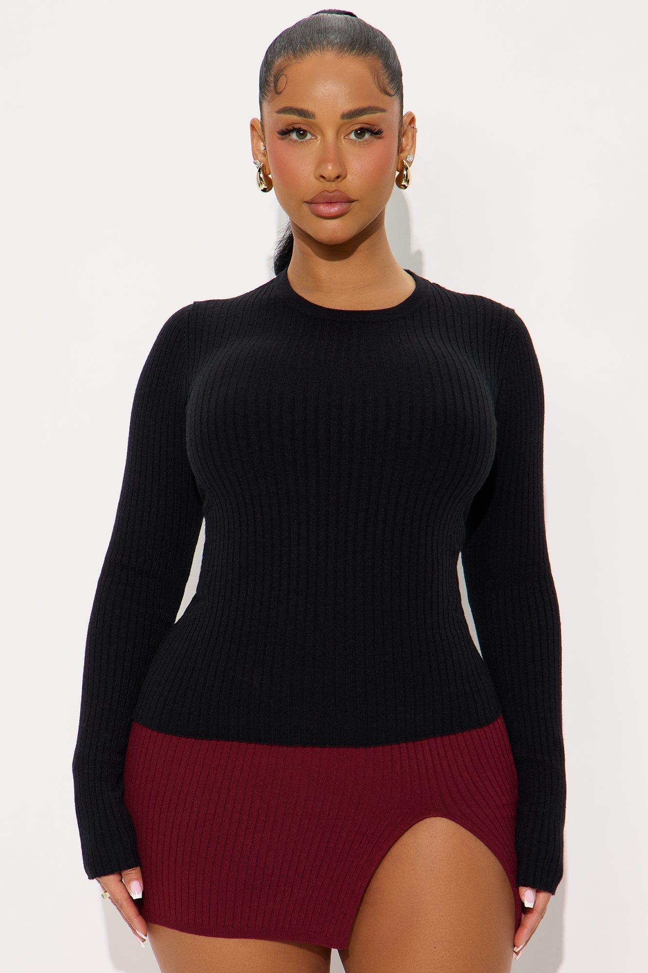 Basically Perfect Ribbed Sweater - Black