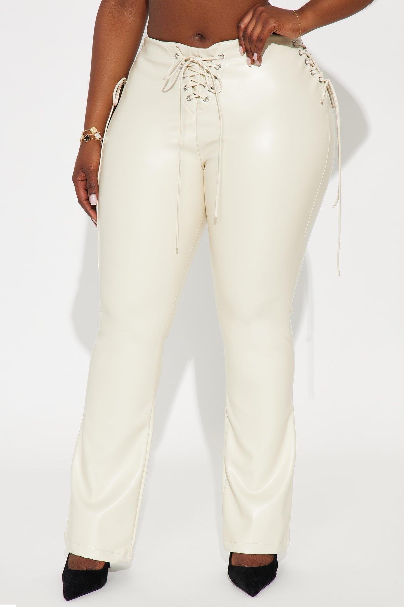 Day N Night Lace Up Flare Pant - Bone