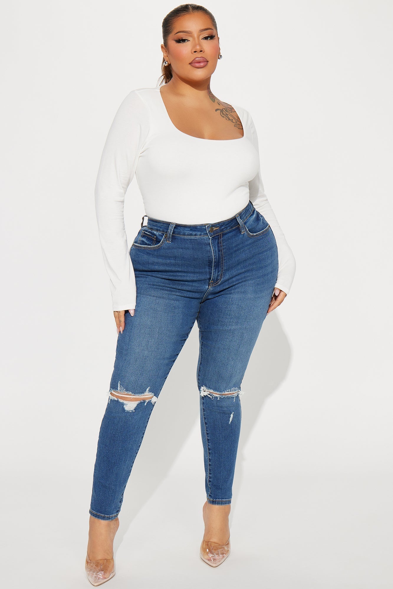 Kinsley Control Curvy Stretch Skinny Jeans - Medium Wash