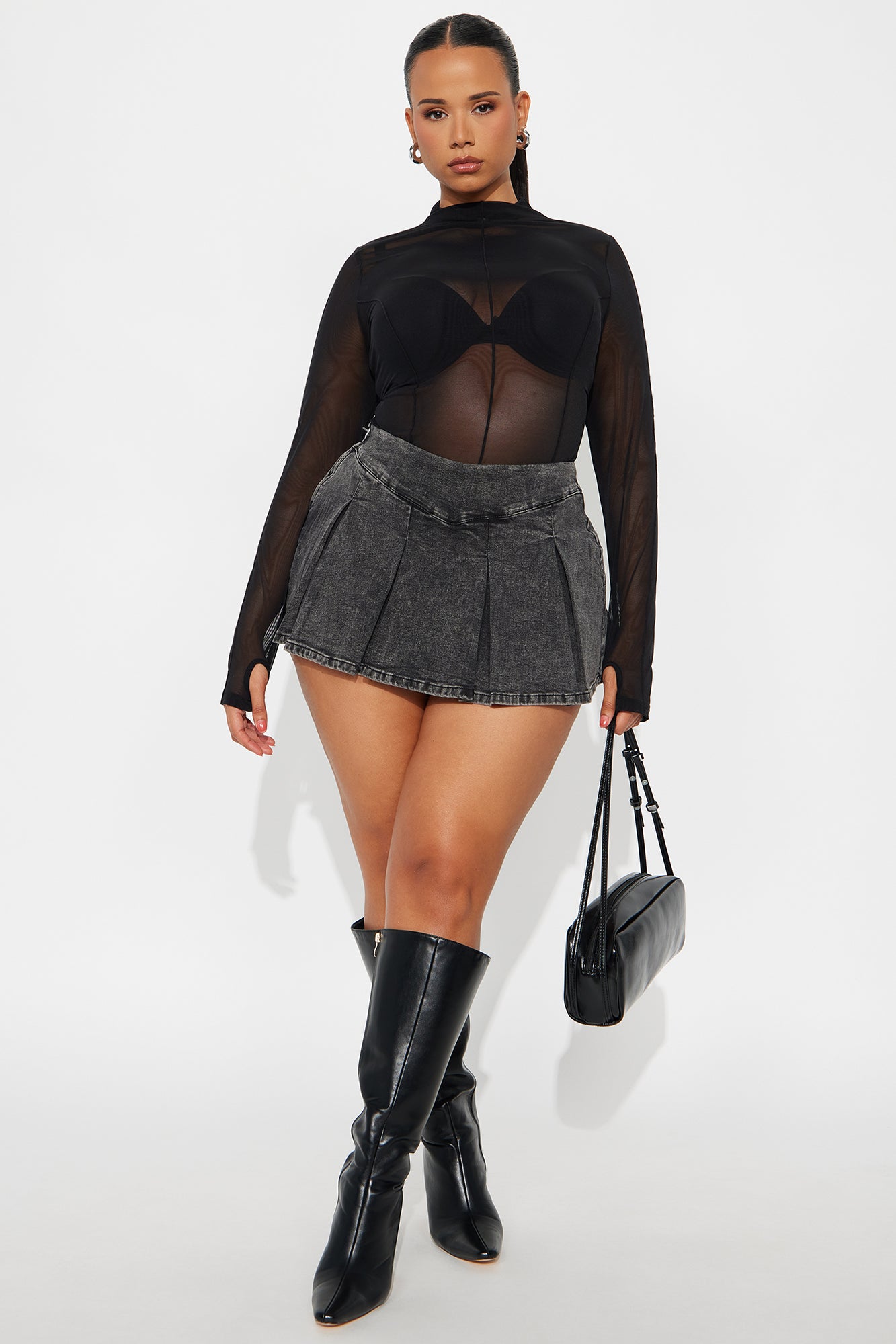 Told You So Denim Micro Mini Skort - Black Wash