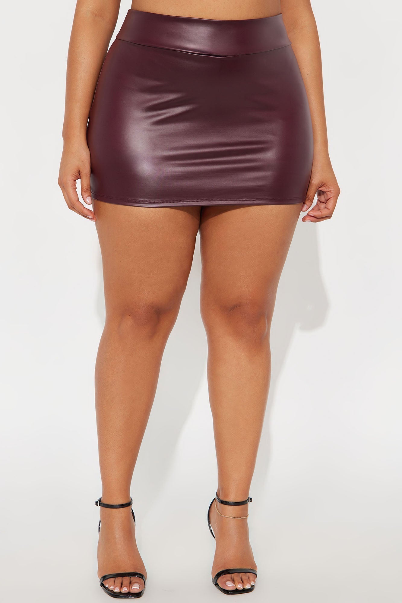 Missy Faux Leather Mini Skort - Burgundy