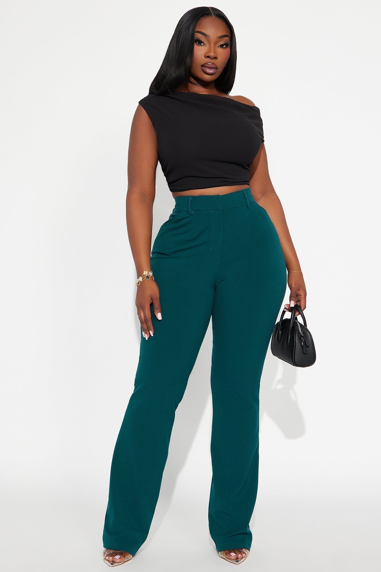 Tall Tasha Dressy High Rise Pants - Hunter Green