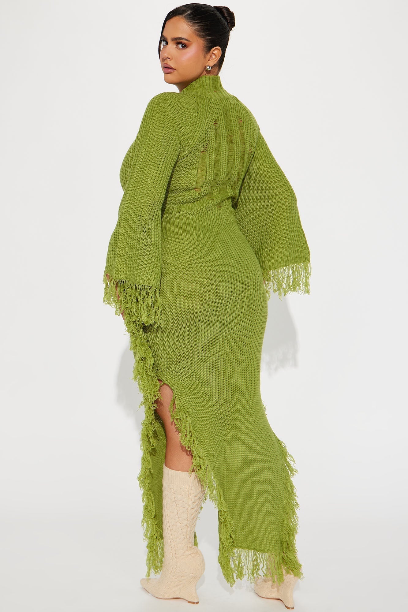 Venae Sweater Maxi Dress - Chartreuse