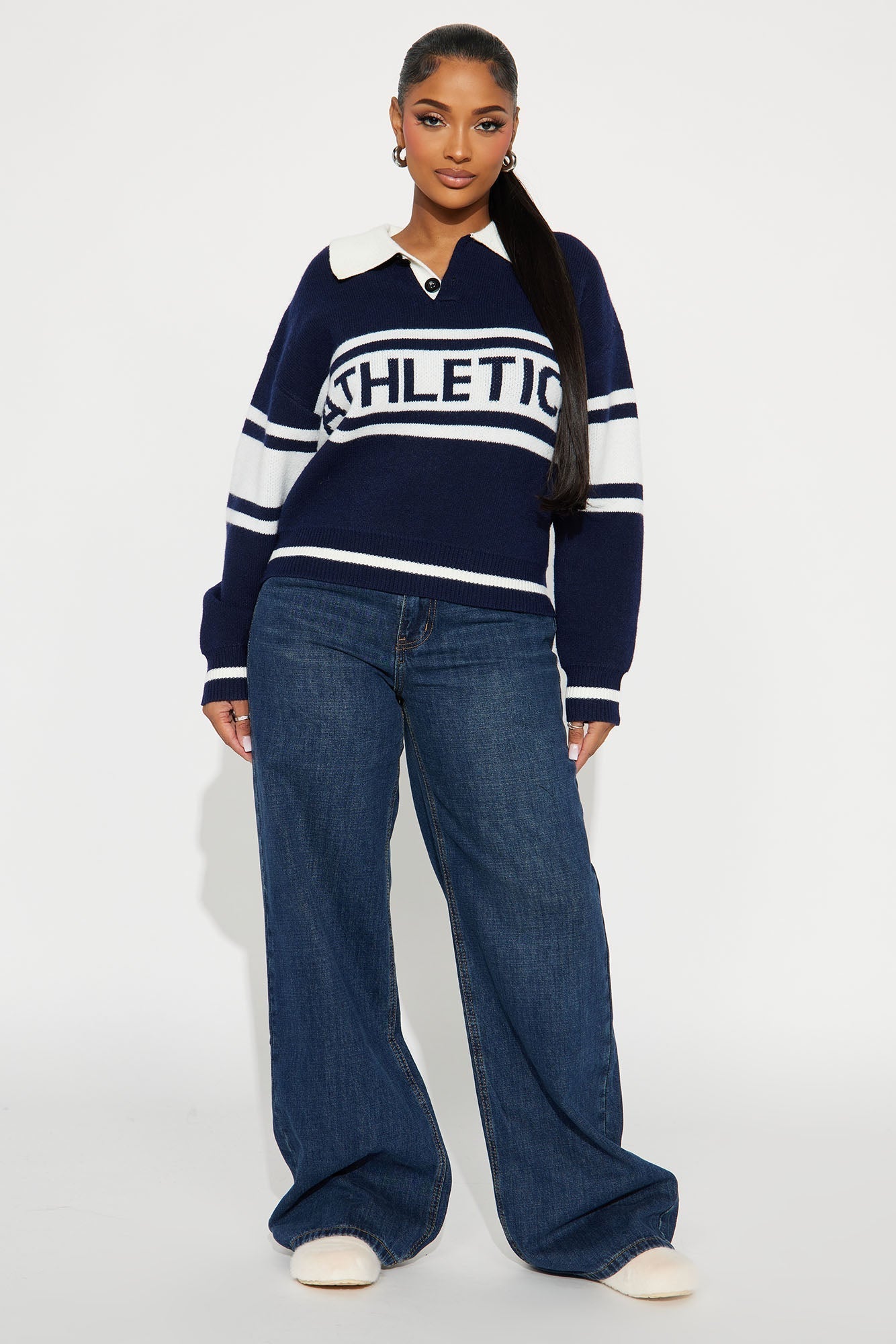 Pretty Babe Pullover Sweater - Navy/combo