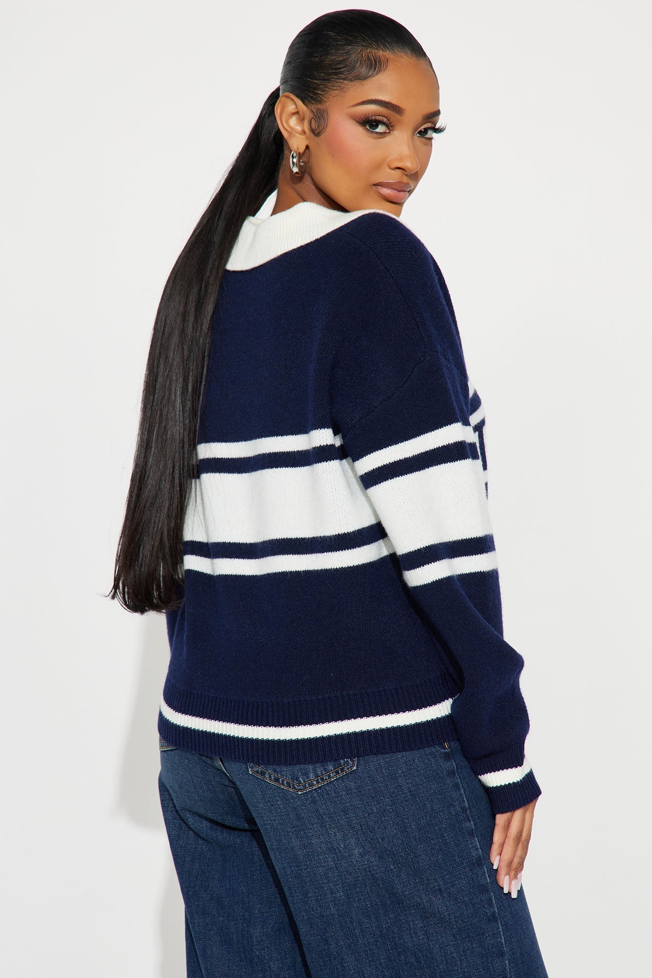 Pretty Babe Pullover Sweater - Navy/combo