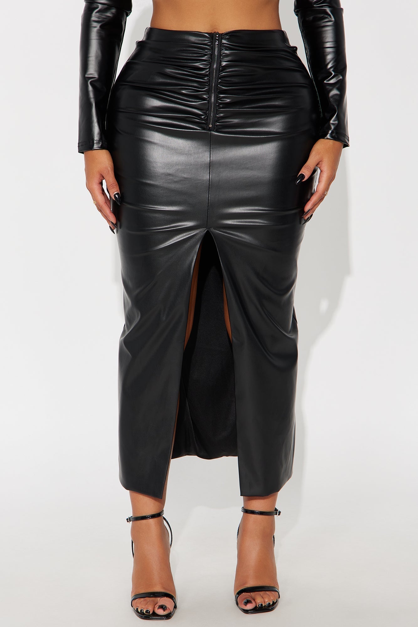 Not That Into You Faux Leather Maxi Skirt - Black