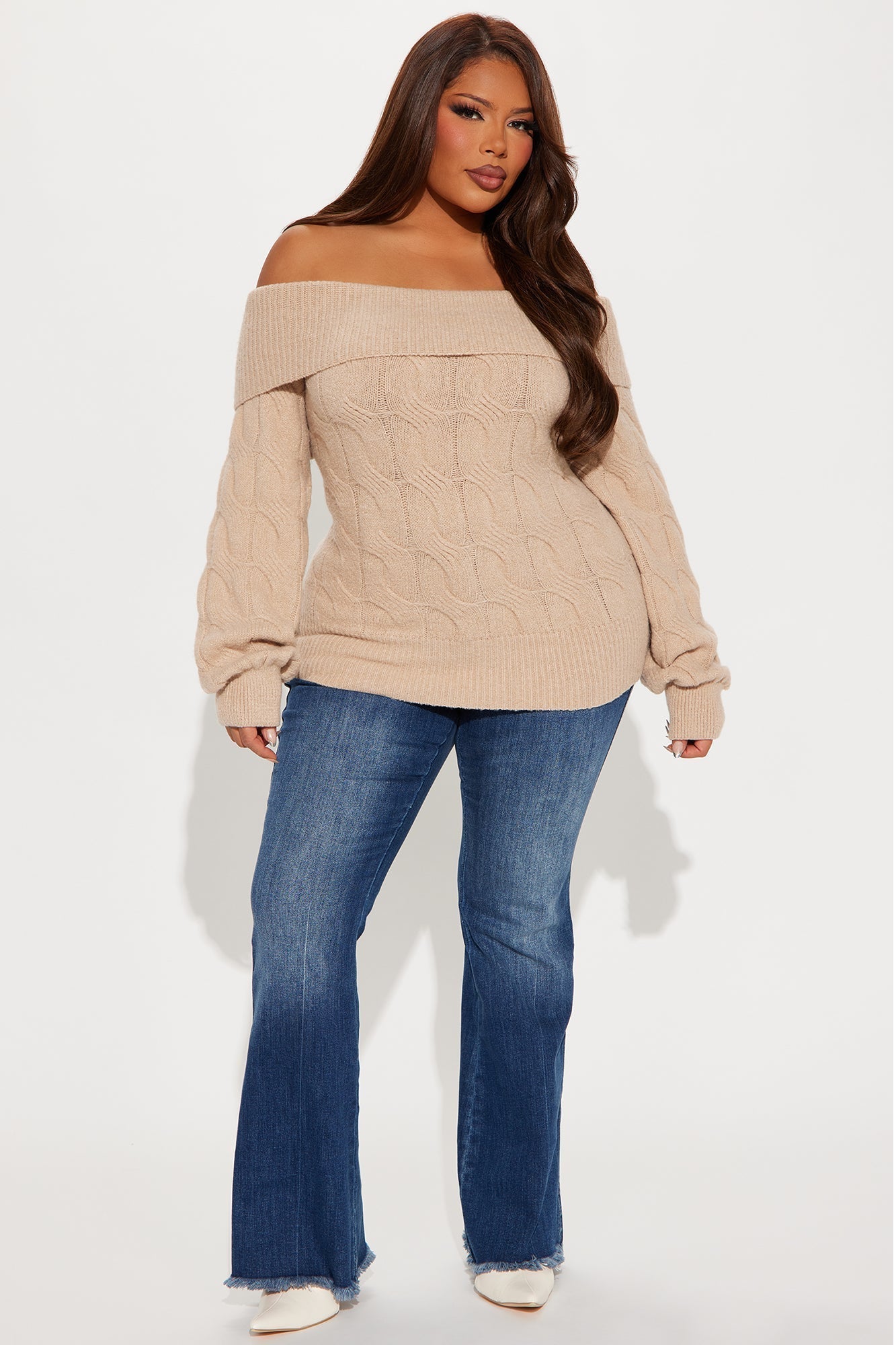 Mila Off Shoulder Sweater - Mocha