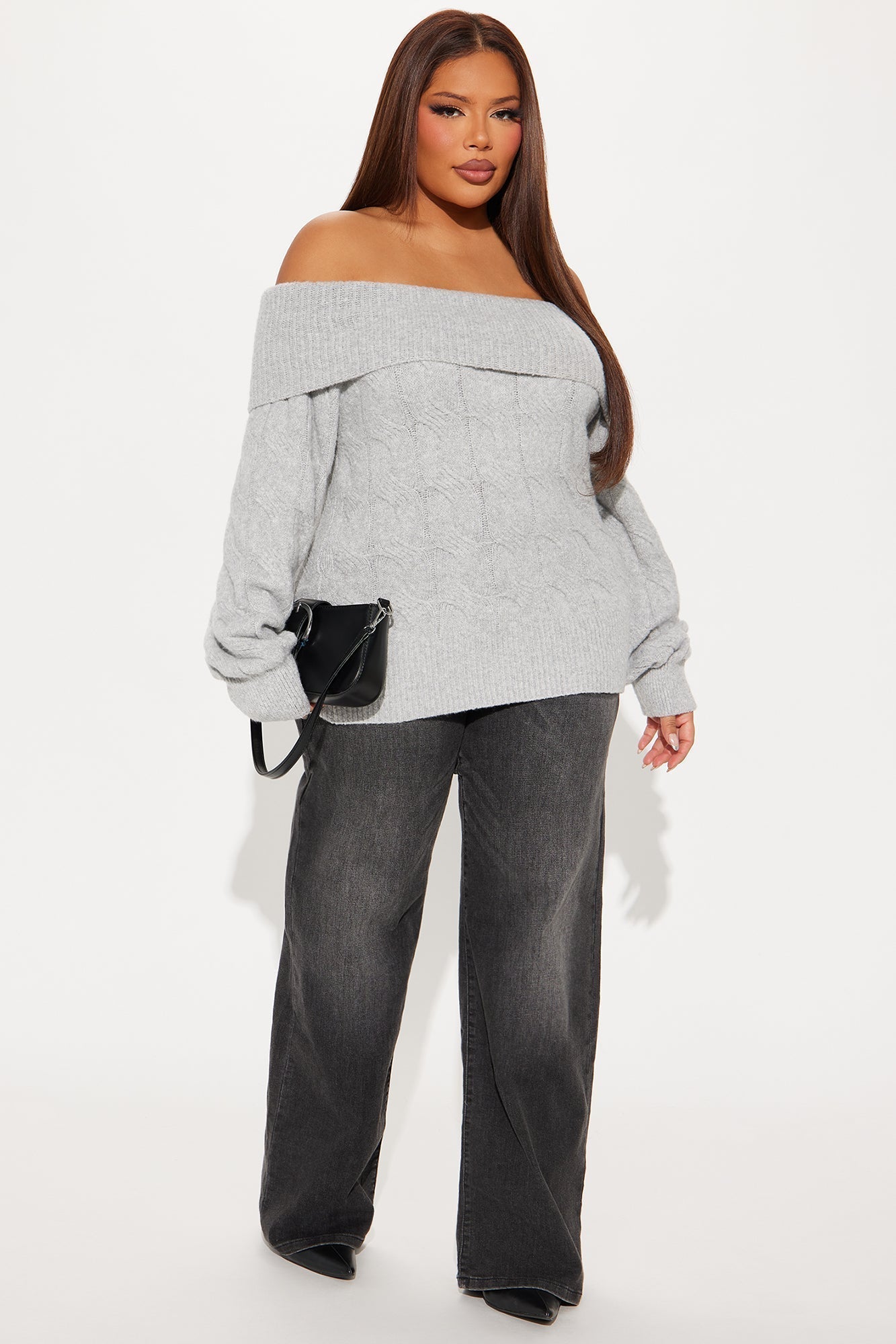 Mila Off Shoulder Sweater - Grey