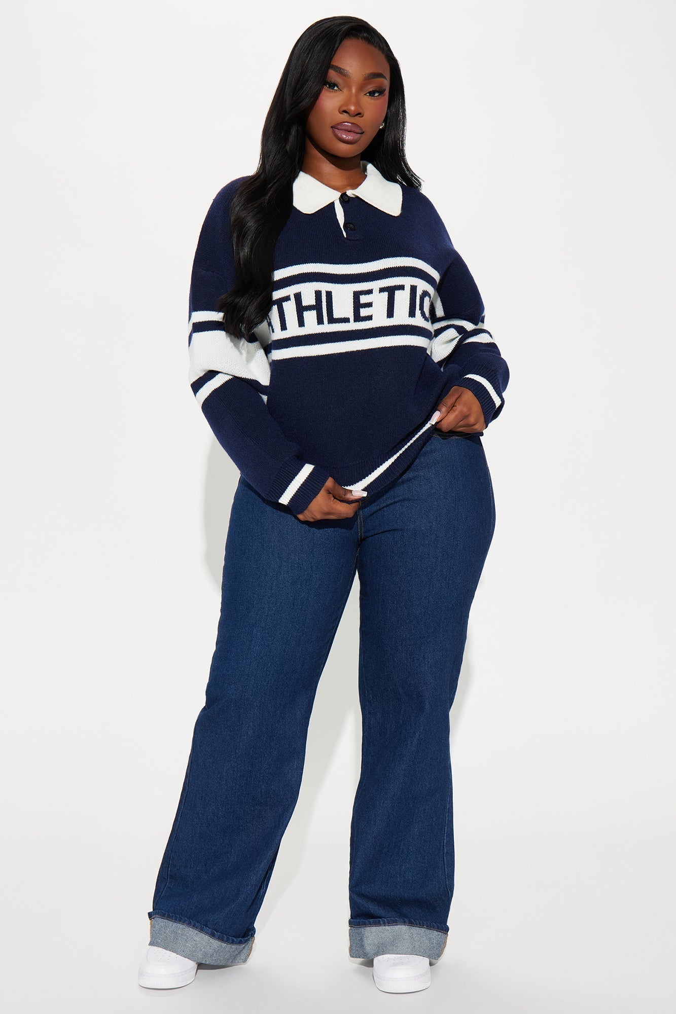 Pretty Babe Pullover Sweater - Navy/combo