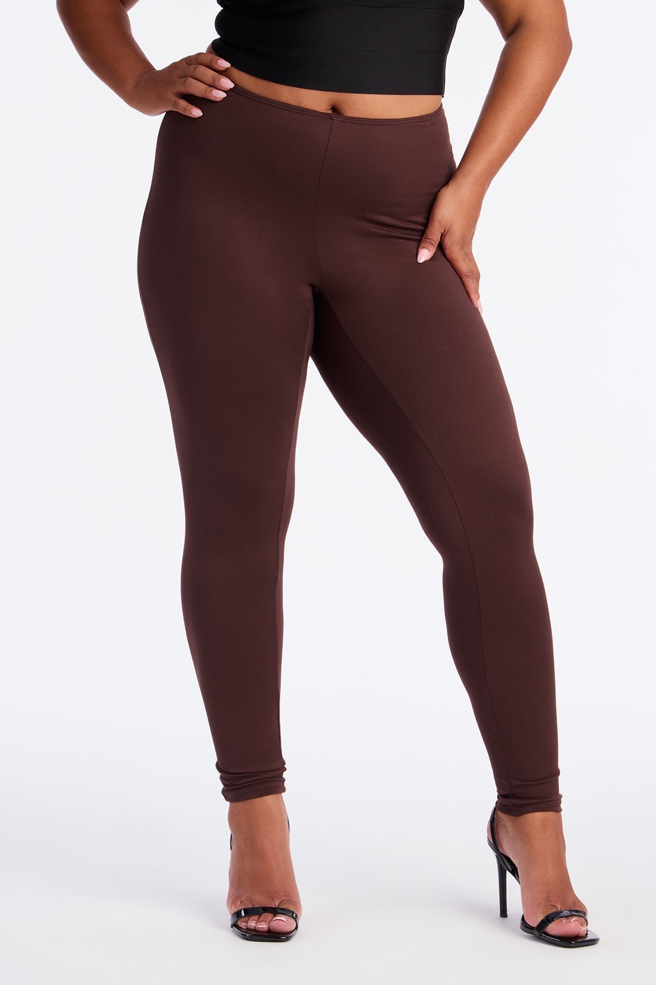 Feeling Cheeky Mid Rise Ruched Butt Legging - Brown