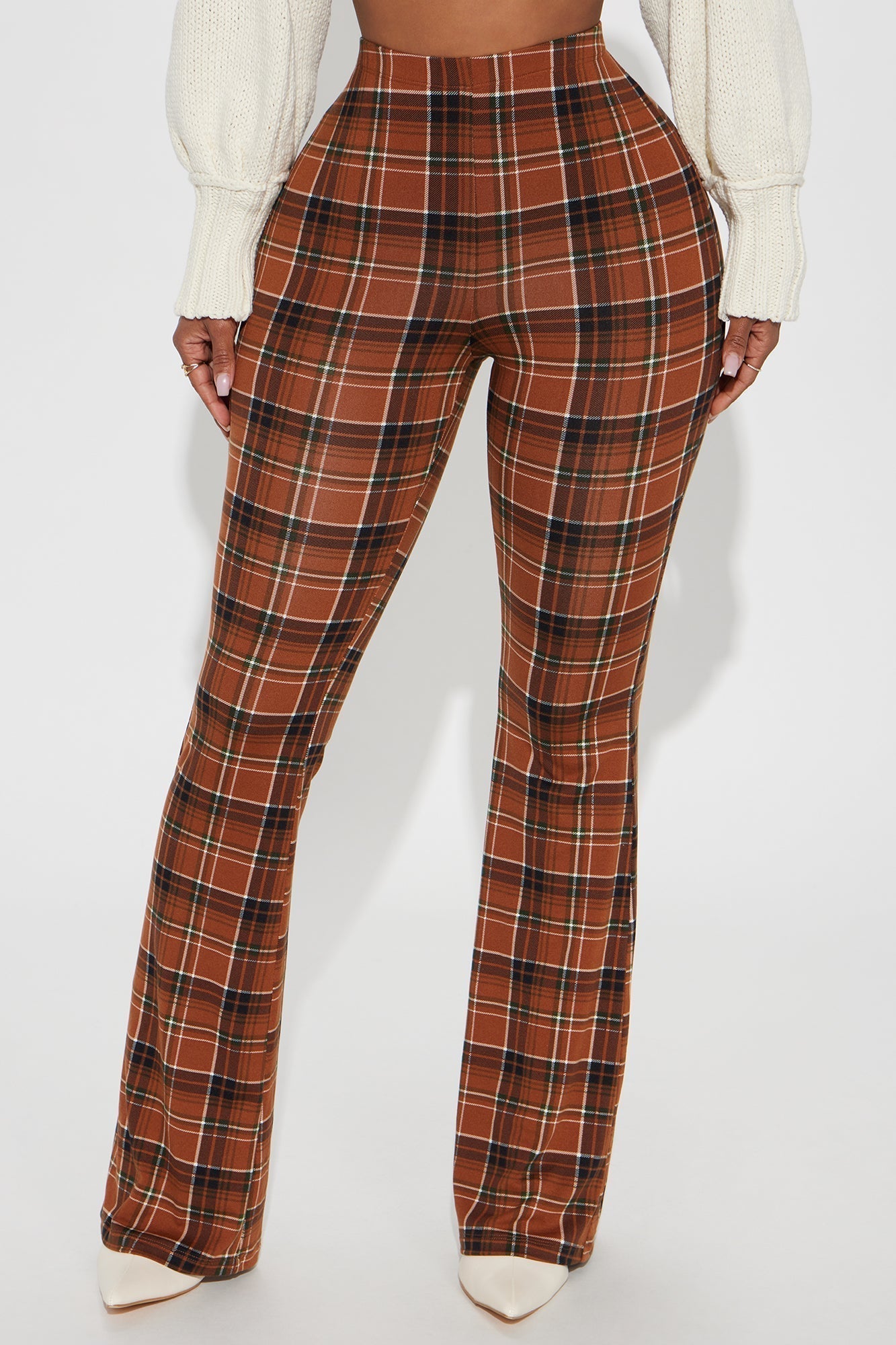 Anastasia Plaid Flare Pant - Brown/combo