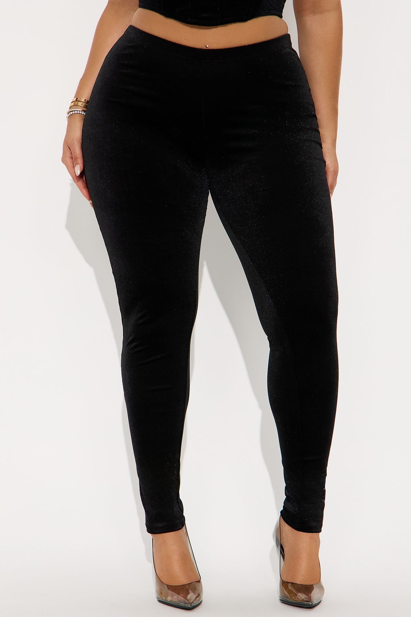 Analisa High Rise Velvet Leggings - Black