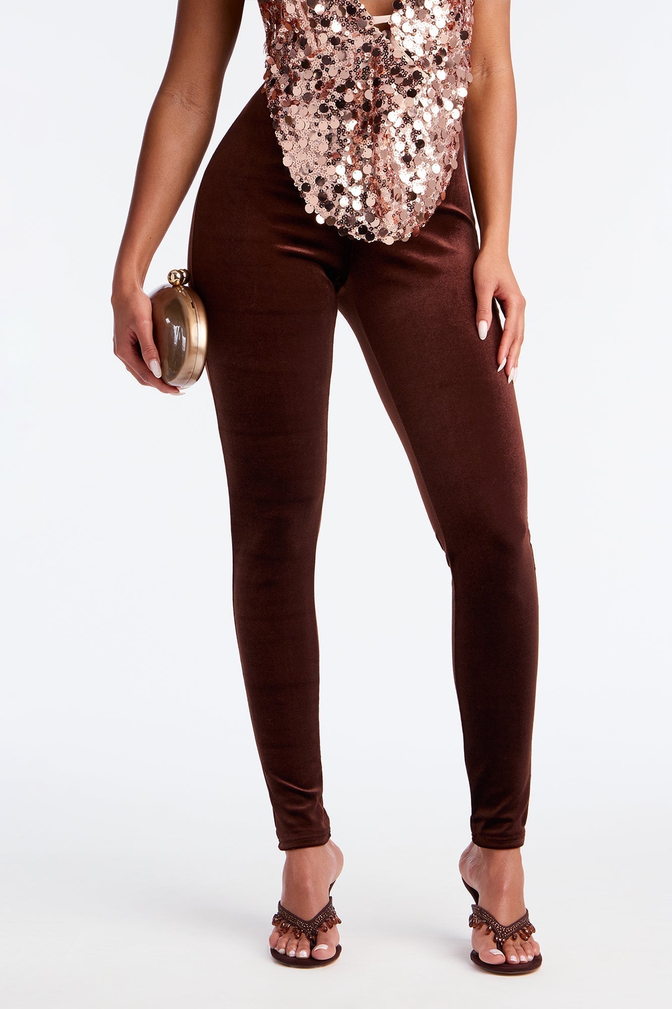 Analisa High Rise Velvet Leggings - Chocolate