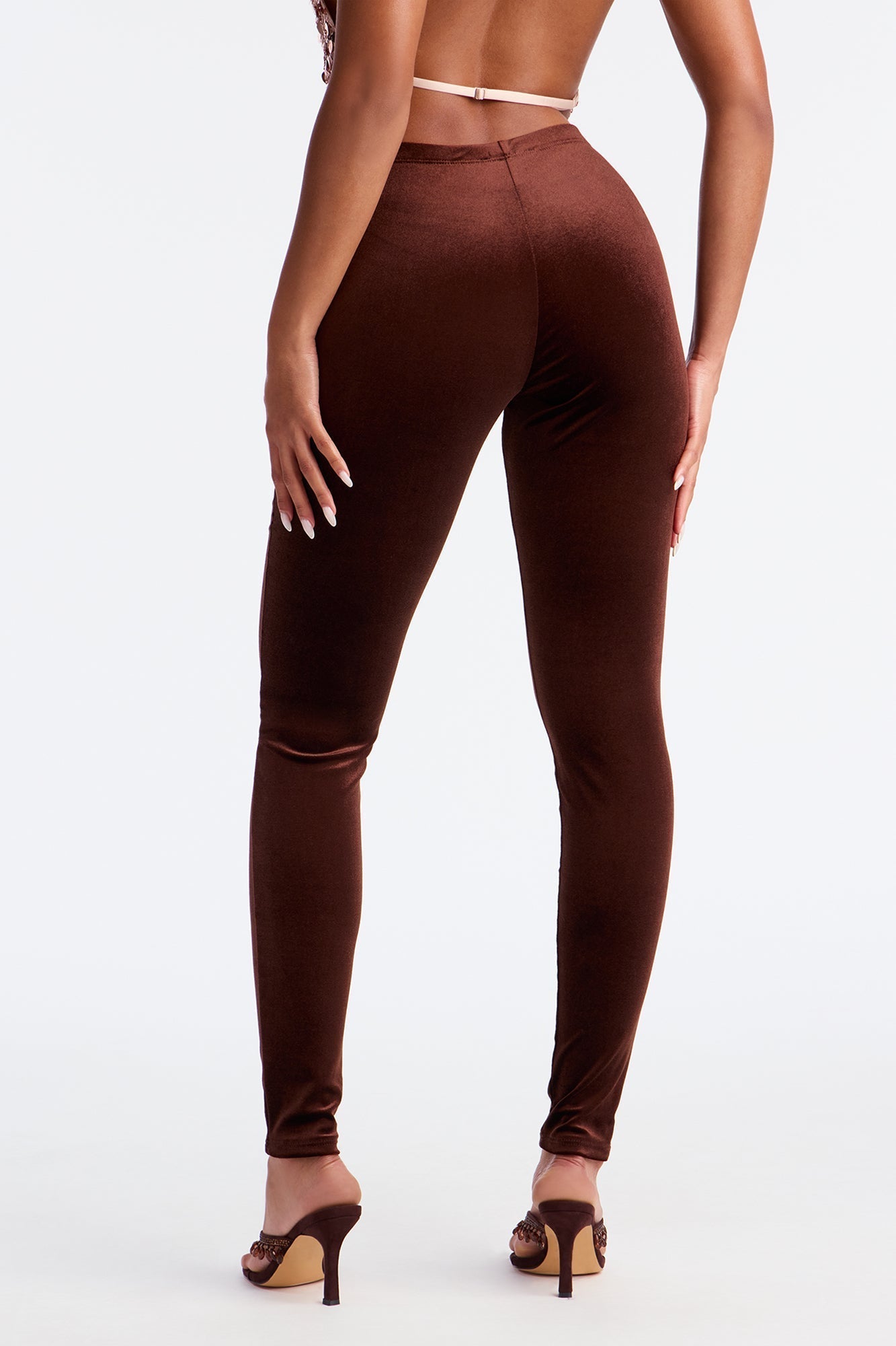Analisa High Rise Velvet Leggings - Chocolate