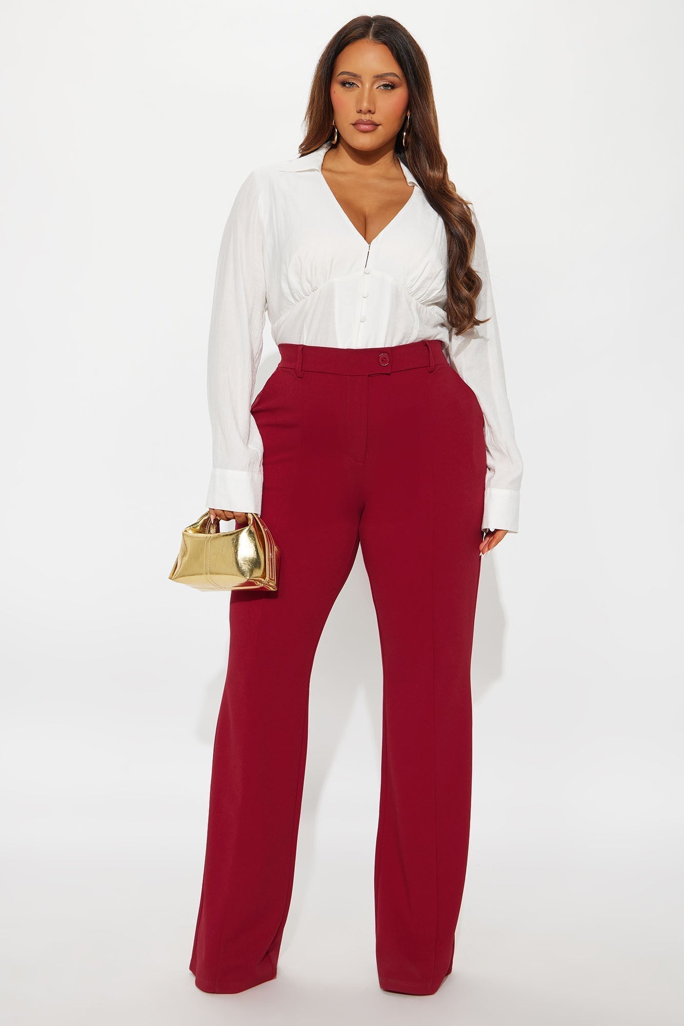 Tall Heidi Wide Leg Trouser Pant - DarkRed