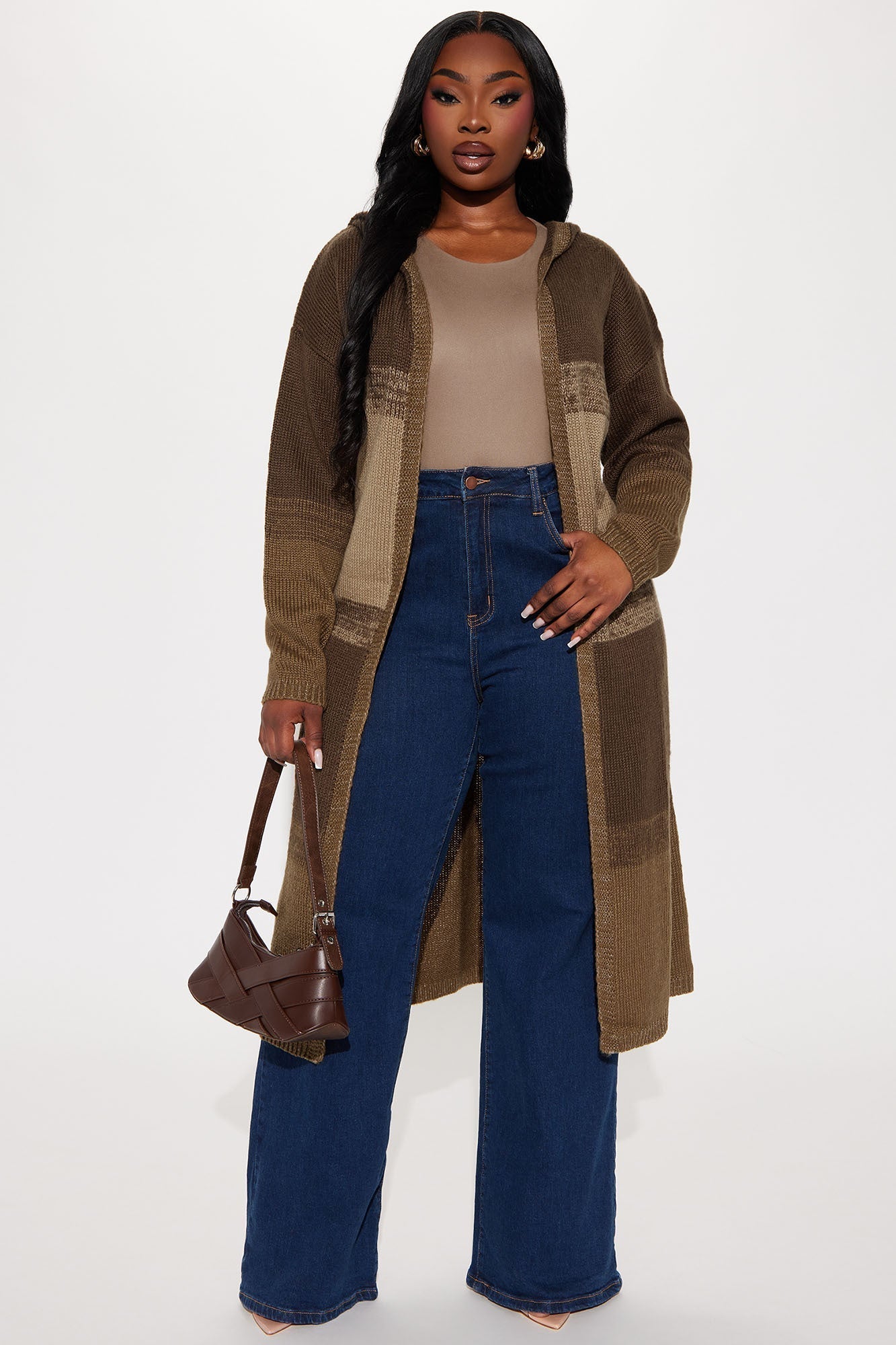 Malibu Ombre Long Cardigan - Brown/combo