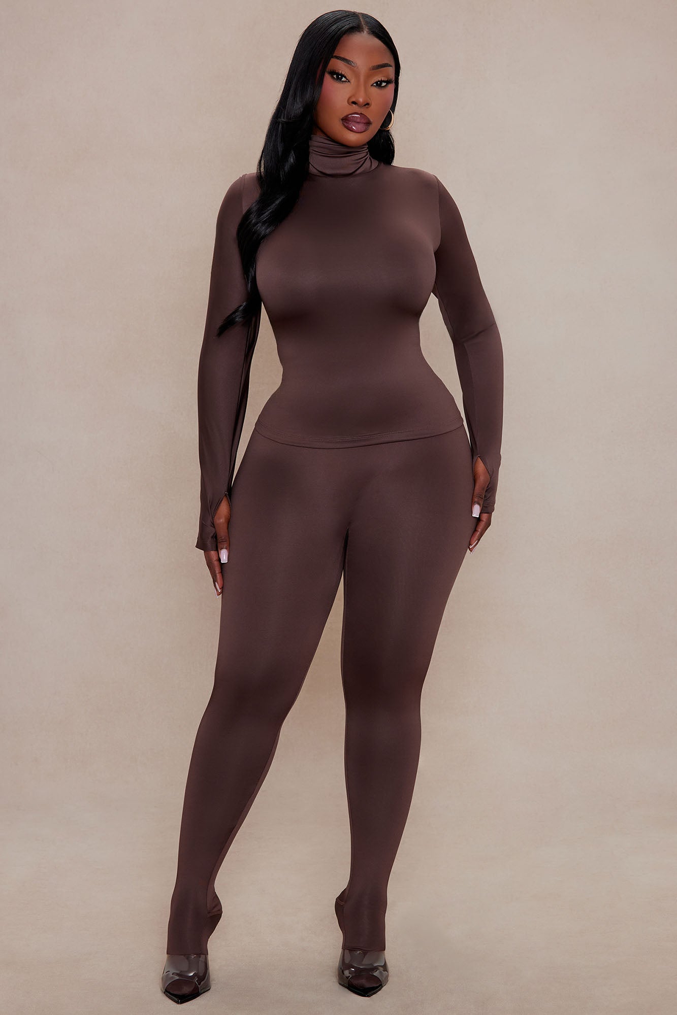 Kyra Double Layered Leggings - Chocolate