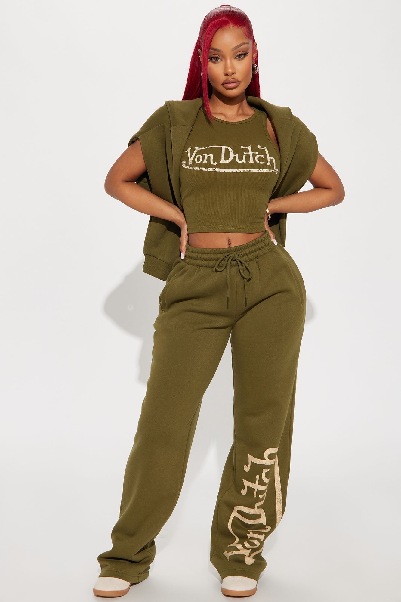 Von Dutch Vintage Wide Leg Pant - Olive