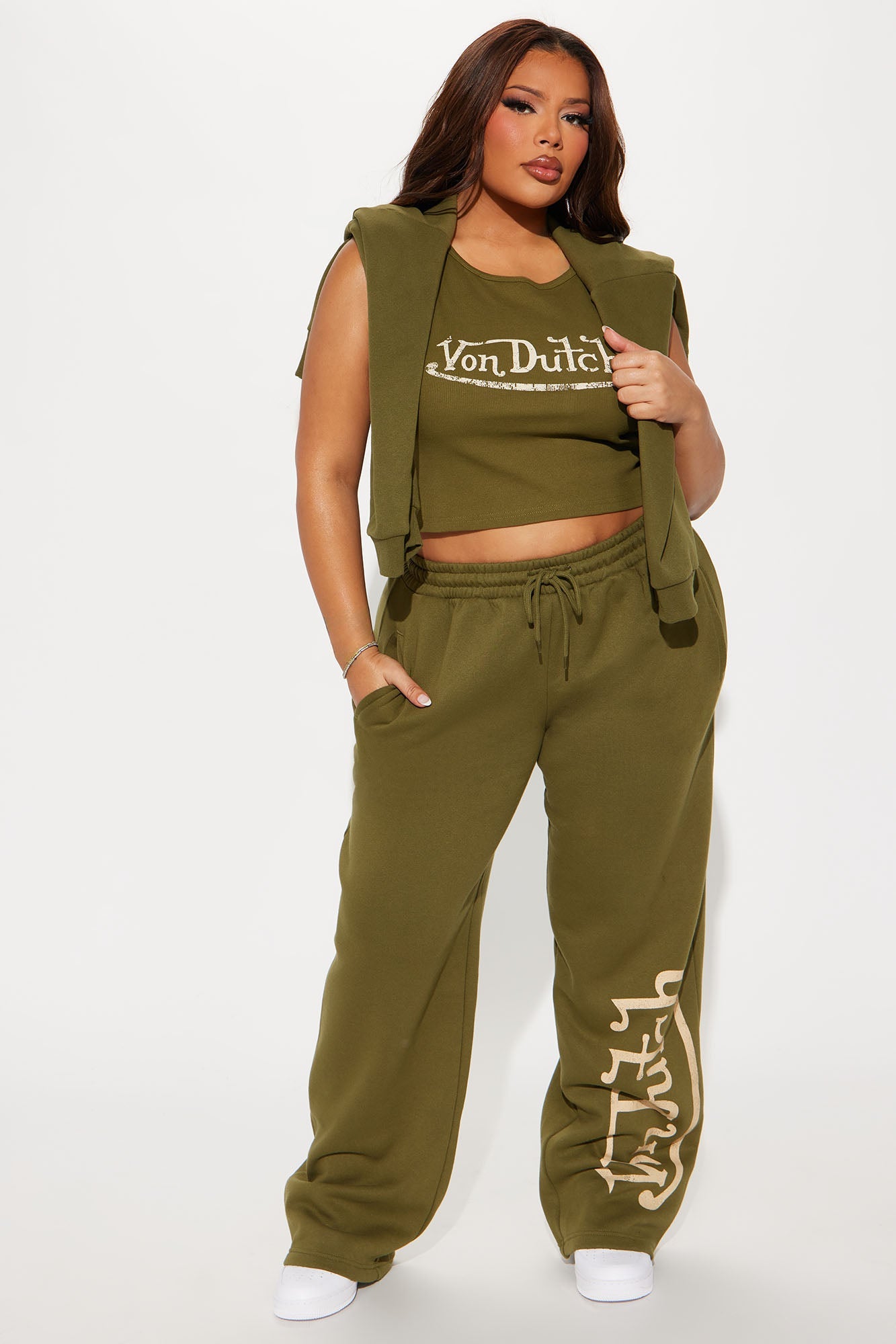 Von Dutch Vintage Wide Leg Pant - Olive