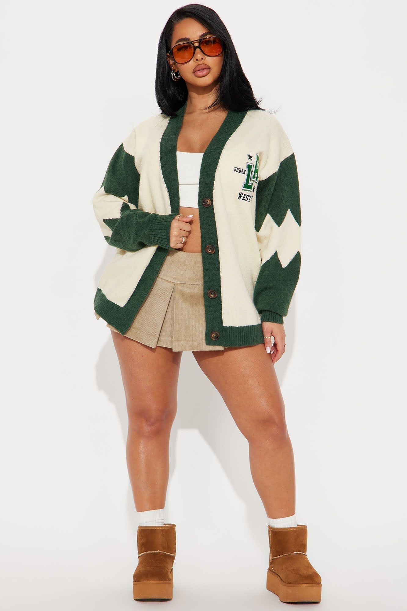 California Moment Varsity Cardigan - Green/combo