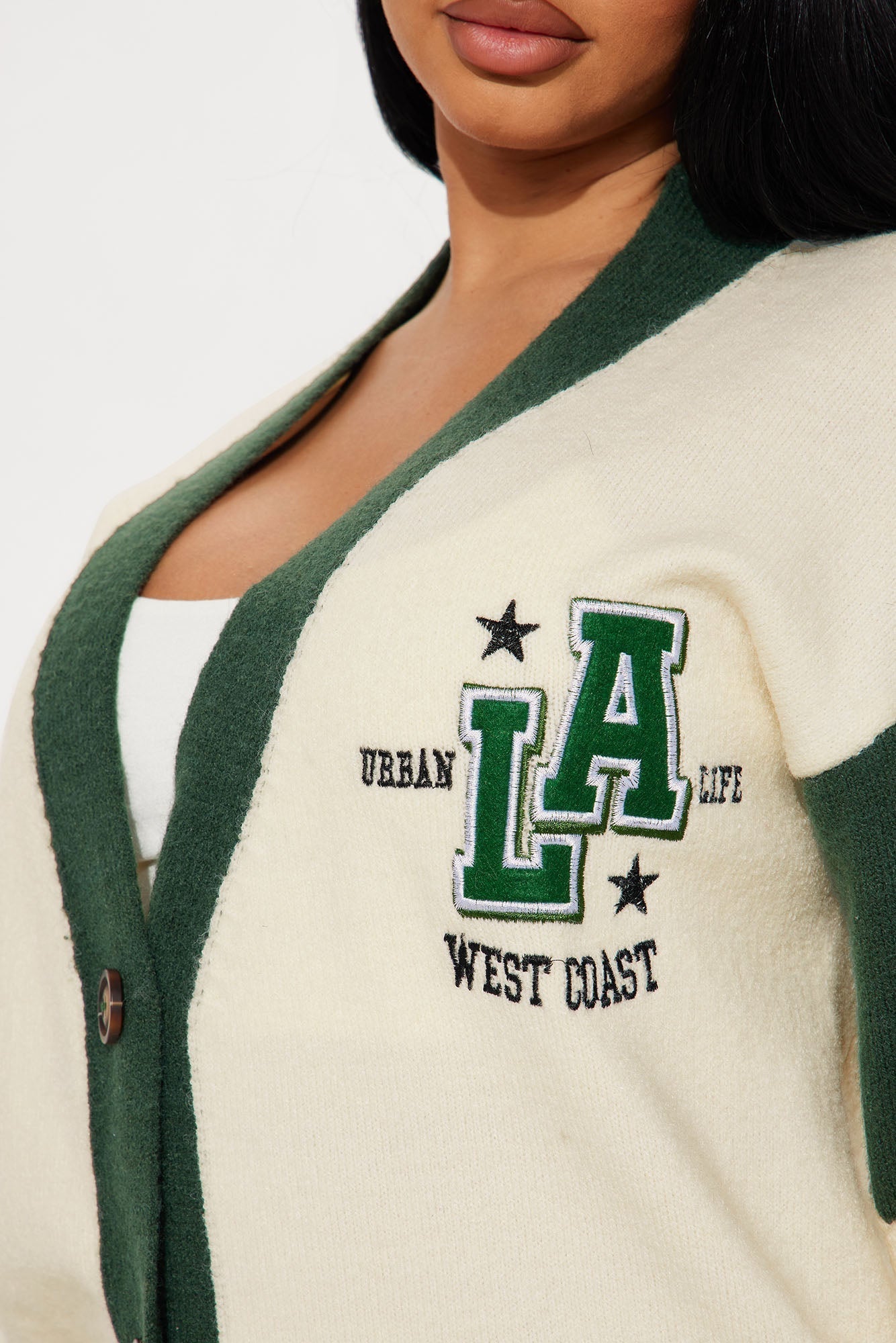 California Moment Varsity Cardigan - Green/combo