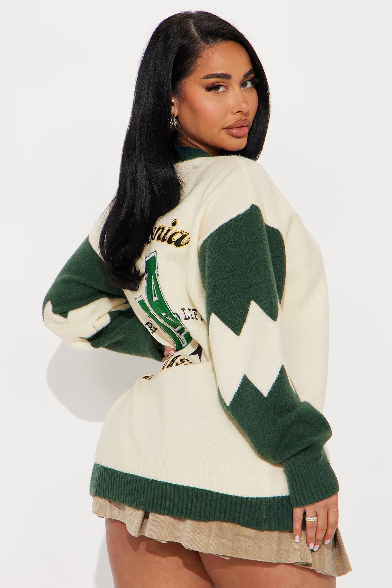California Moment Varsity Cardigan - Green/combo