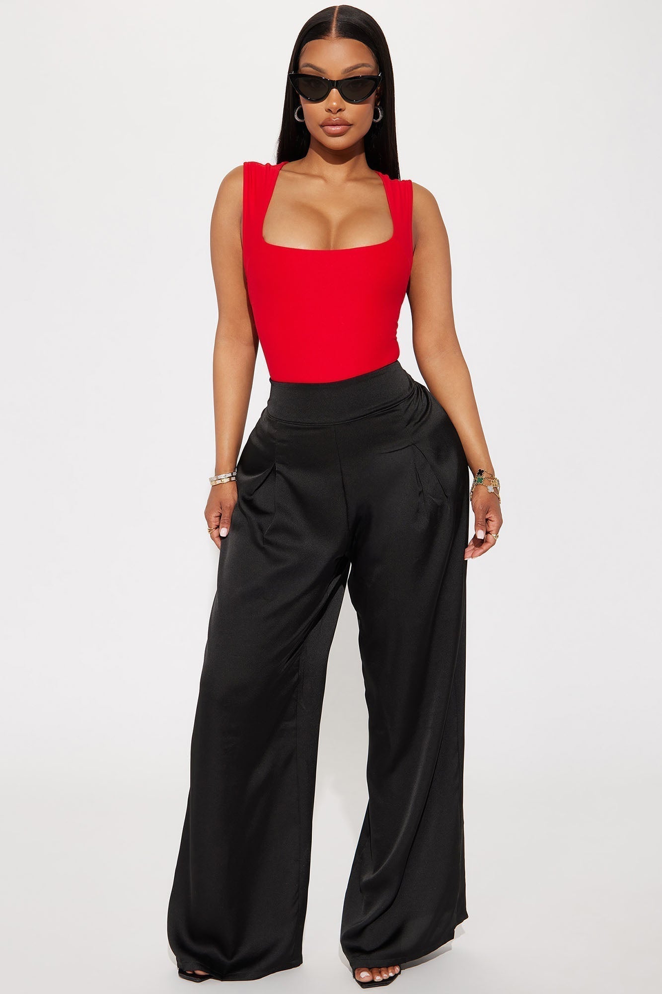 Serena Square Neck Bodysuit - Red