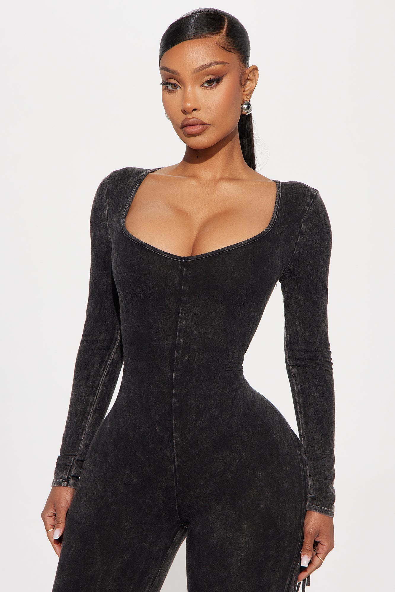 Carry Me Higher Long Sleeve Fringe Jumpsuit - Black