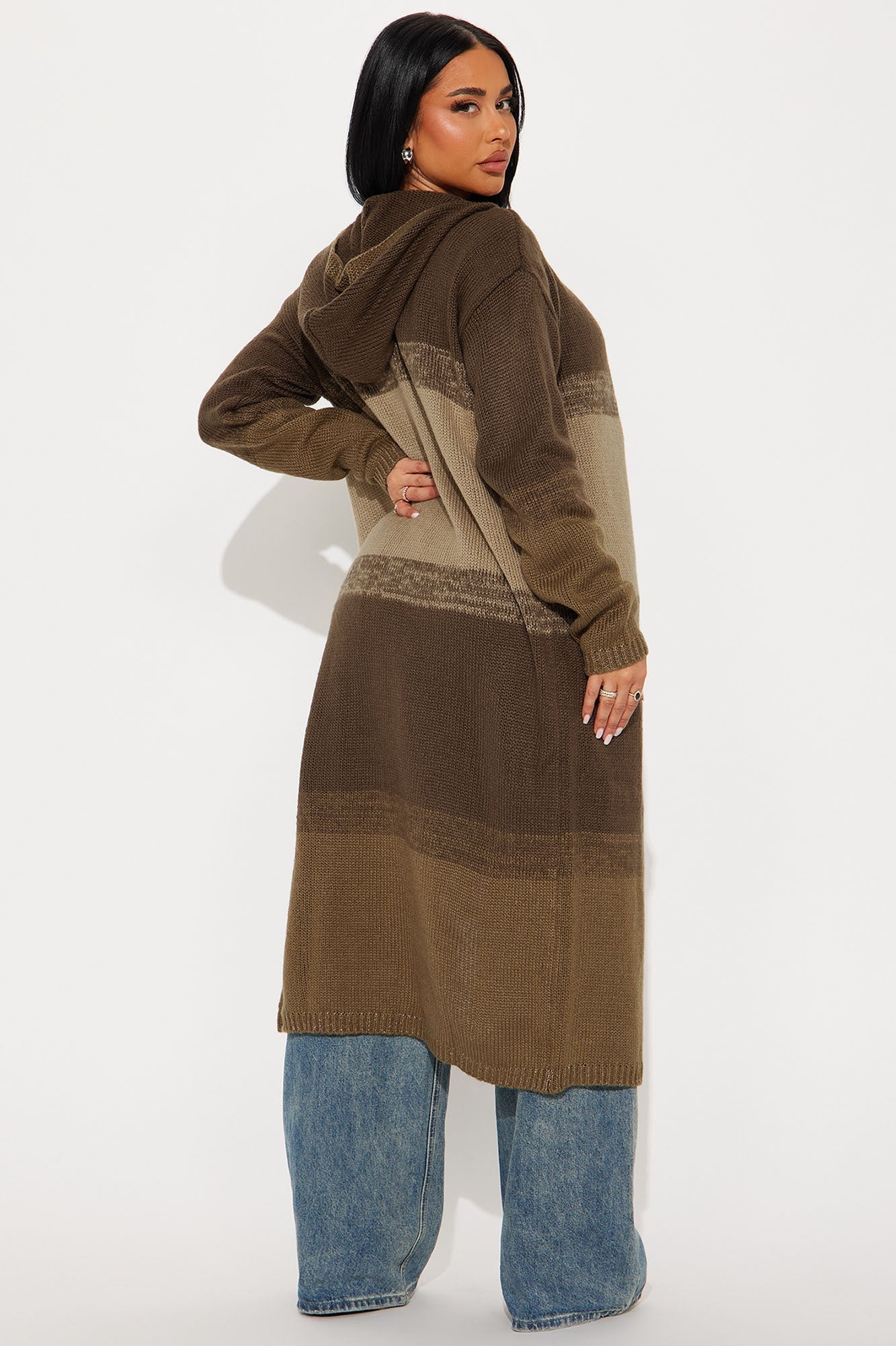 Malibu Ombre Long Cardigan - Brown/combo