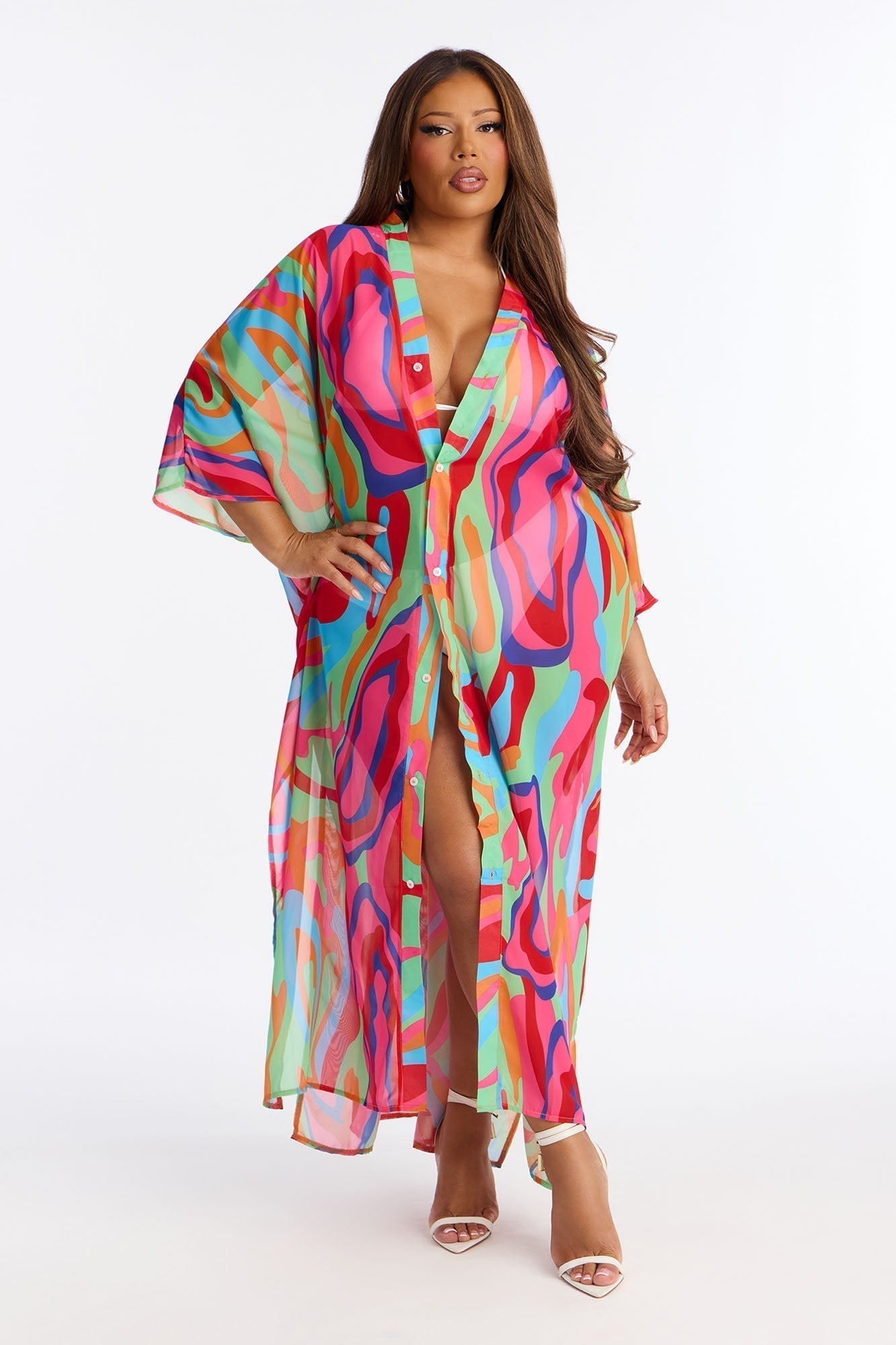 Kairi Cover Up Maxi Kaftan Dress - Multi Color