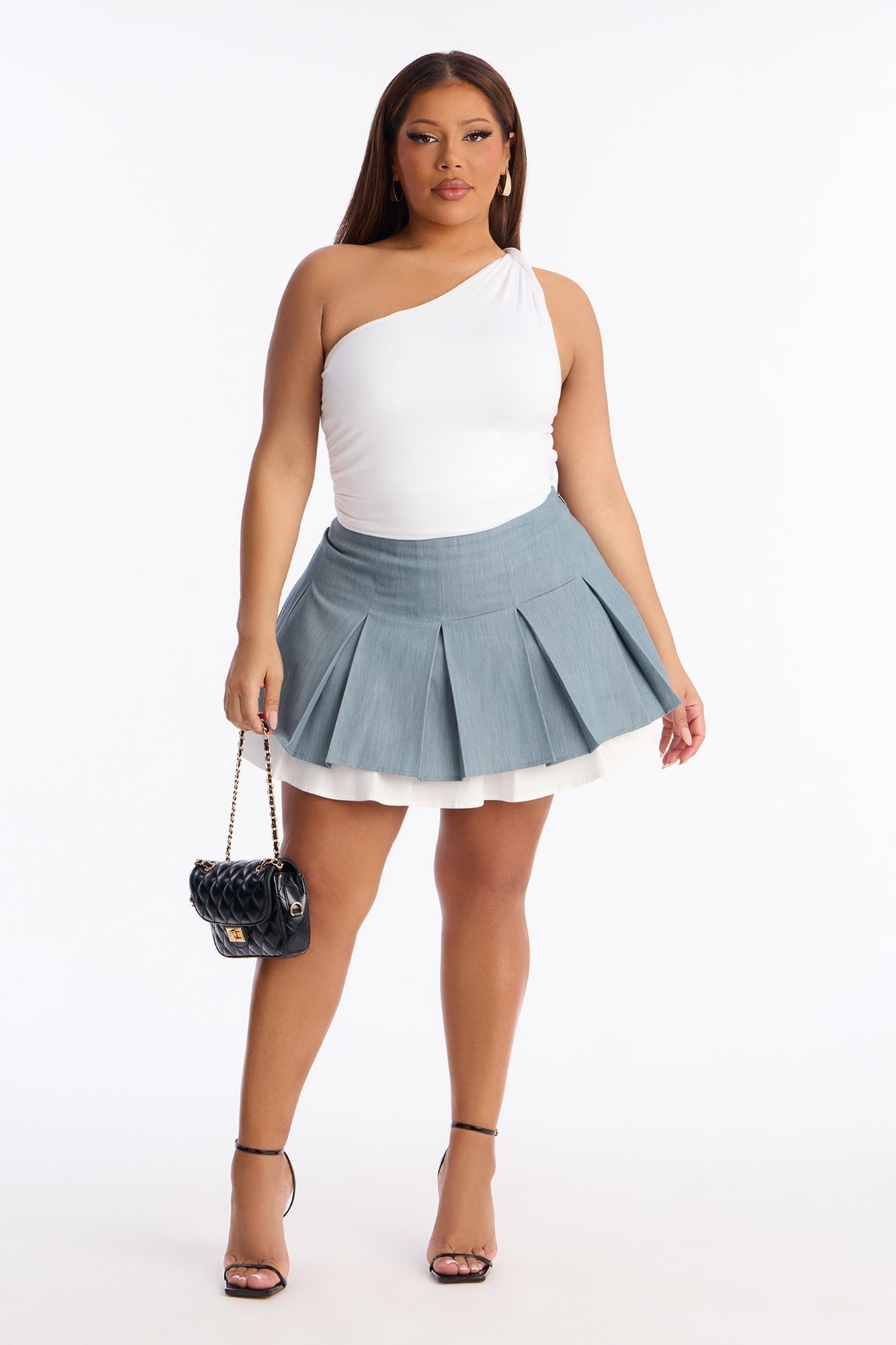 Marcella Pleated Skort - Blue/combo
