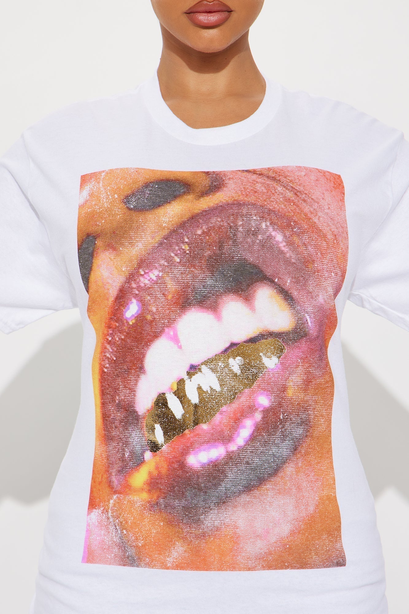 Gold Grill Glossy Tee - White