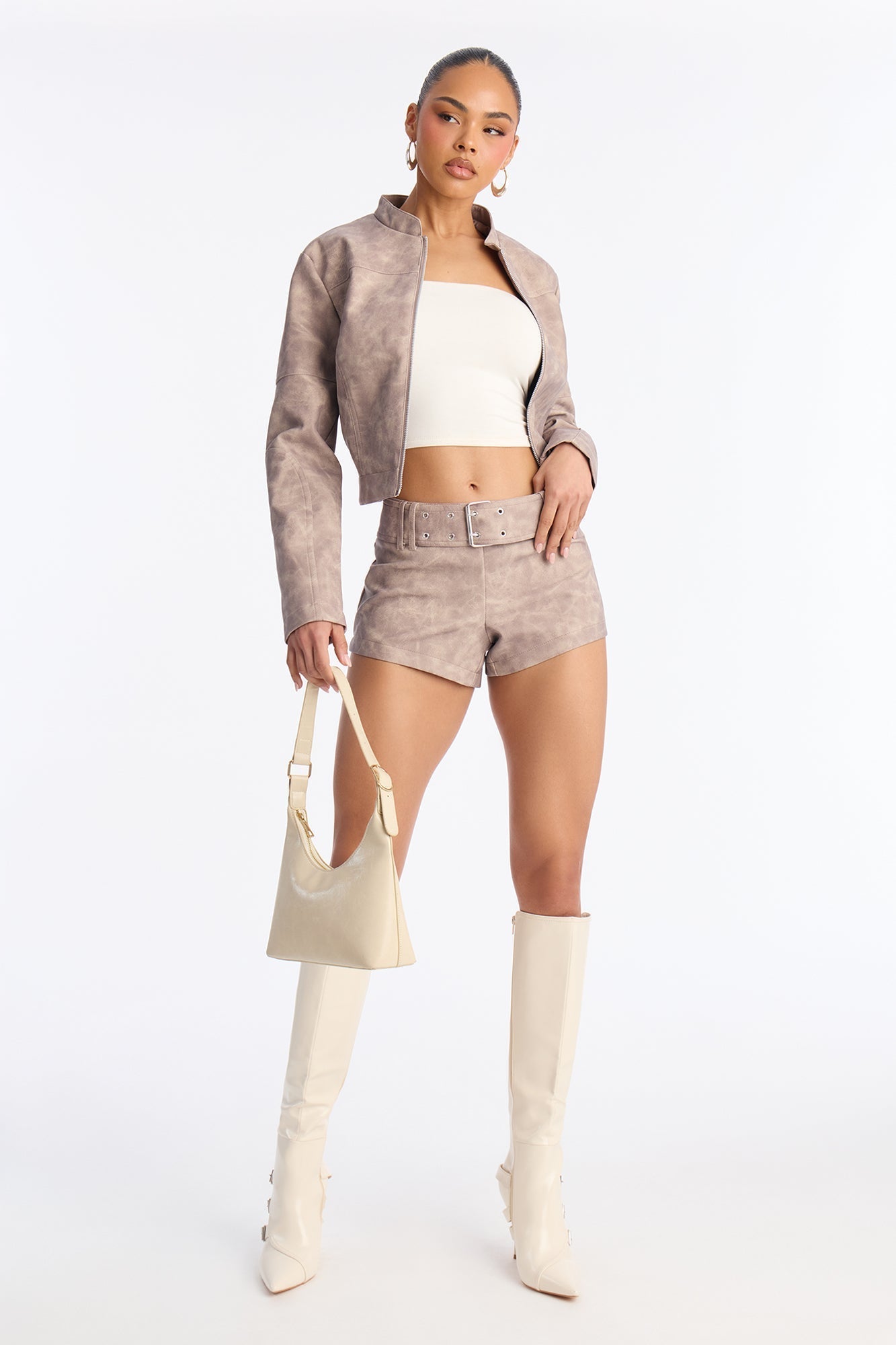 Simone Belted Micro Short - Stone