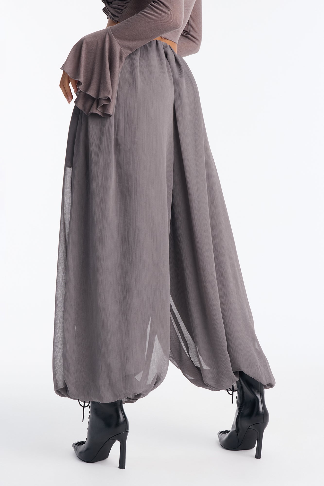Stella Chiffon Balloon Pants 29″ - Grey
