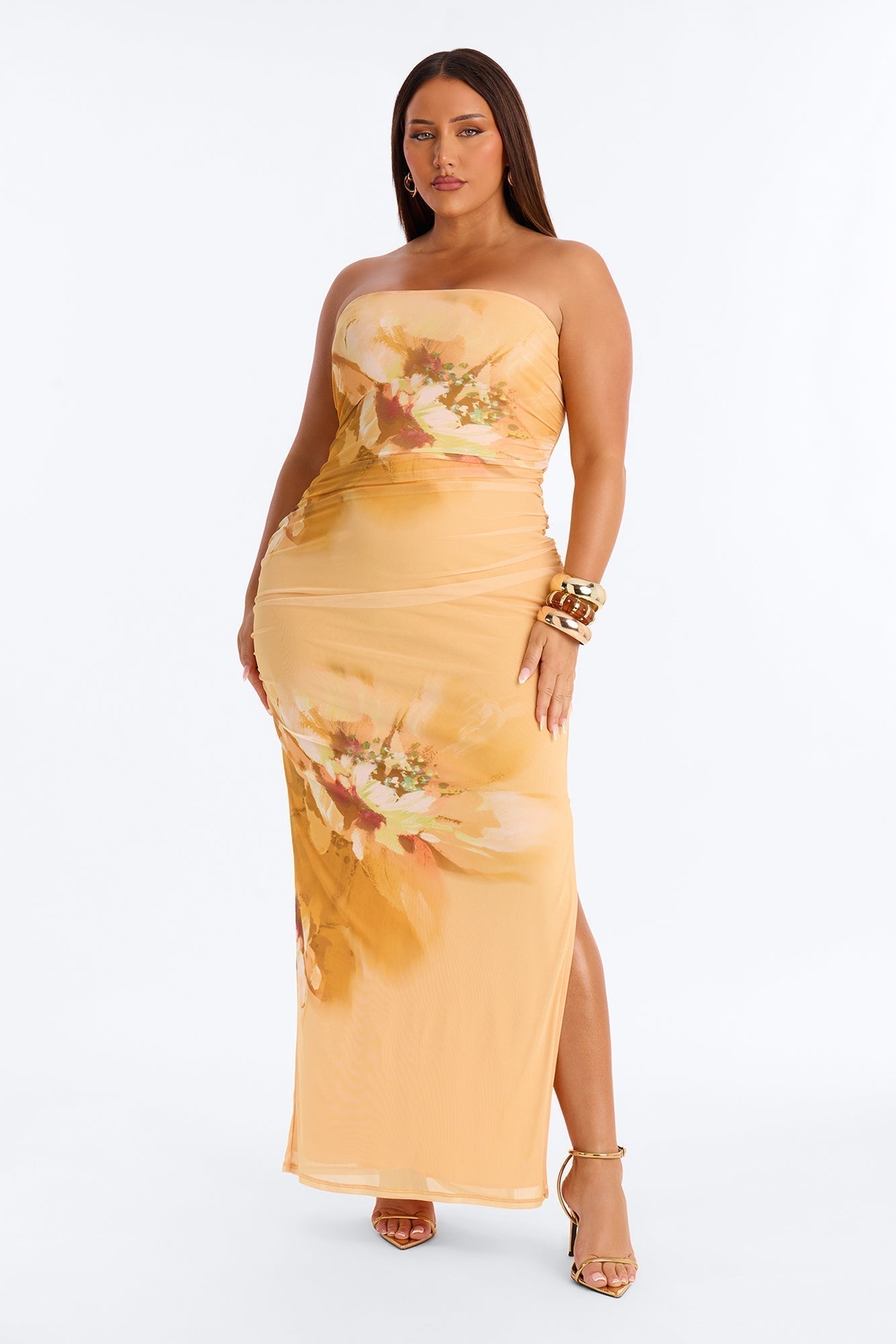 Emelia Ombre Mesh Maxi Dress - Orange